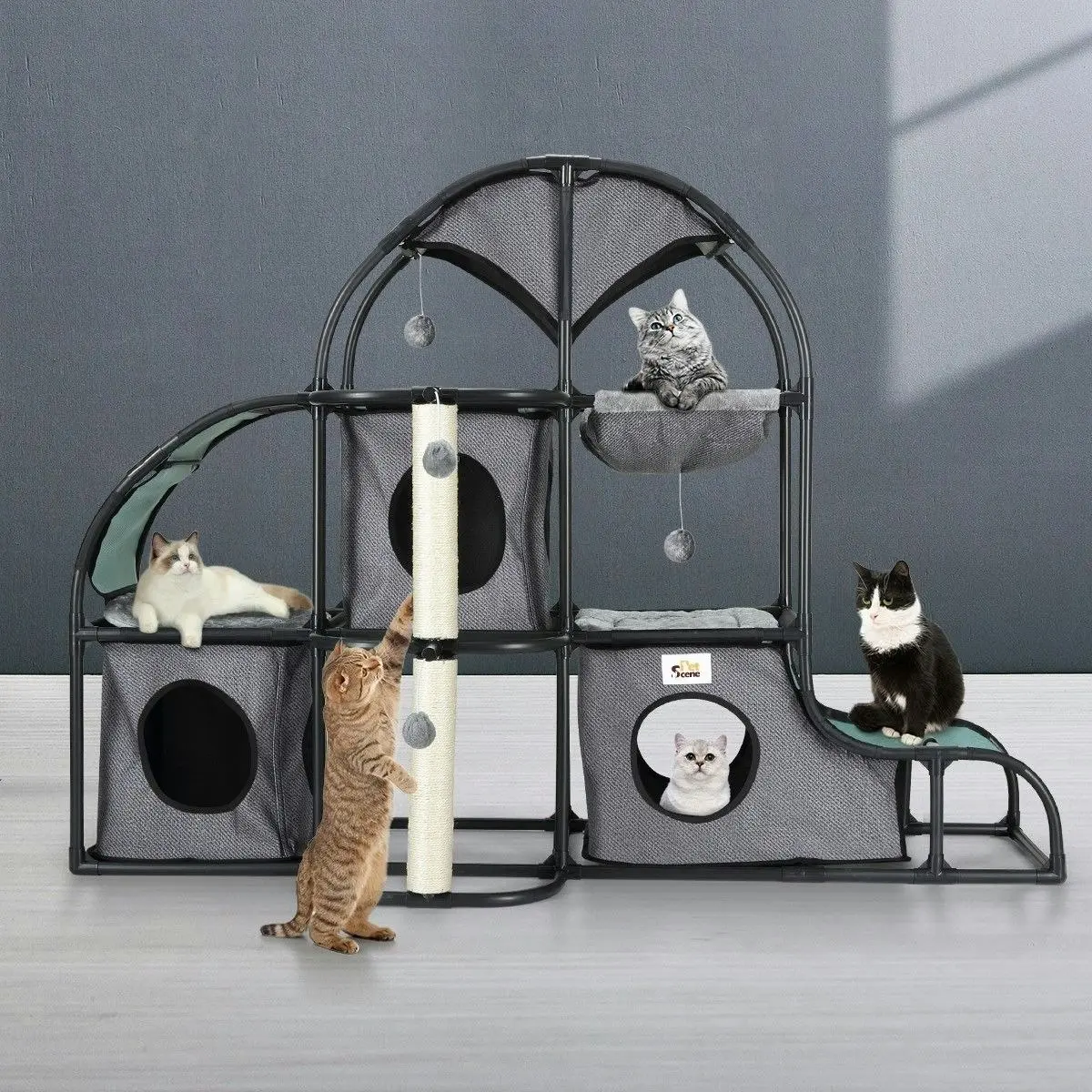 Pet Scene Cat Scratching Post Tower Tree Scratcher Climbing Furniture Pet Condo Gym House Hammock Nest Toys Activity Centre Multi-Tier