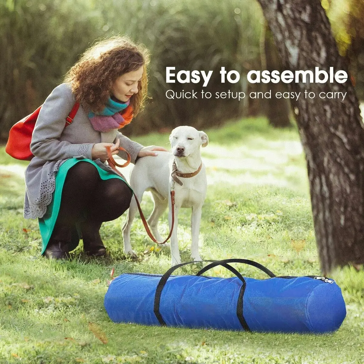 Pet Scene 5PCS Dog Agility Equipment Set Pet Obstacle Course Hurdle Jump Training Exercise Supplies Toys Sports High Hoop Weave Pole Pause Box with Bag