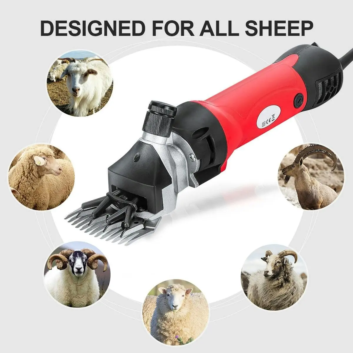 petscene 2800RPM Electric Sheep Wool Shear Clipper Livestock Hair Grooming Kit with 5m Power Cable