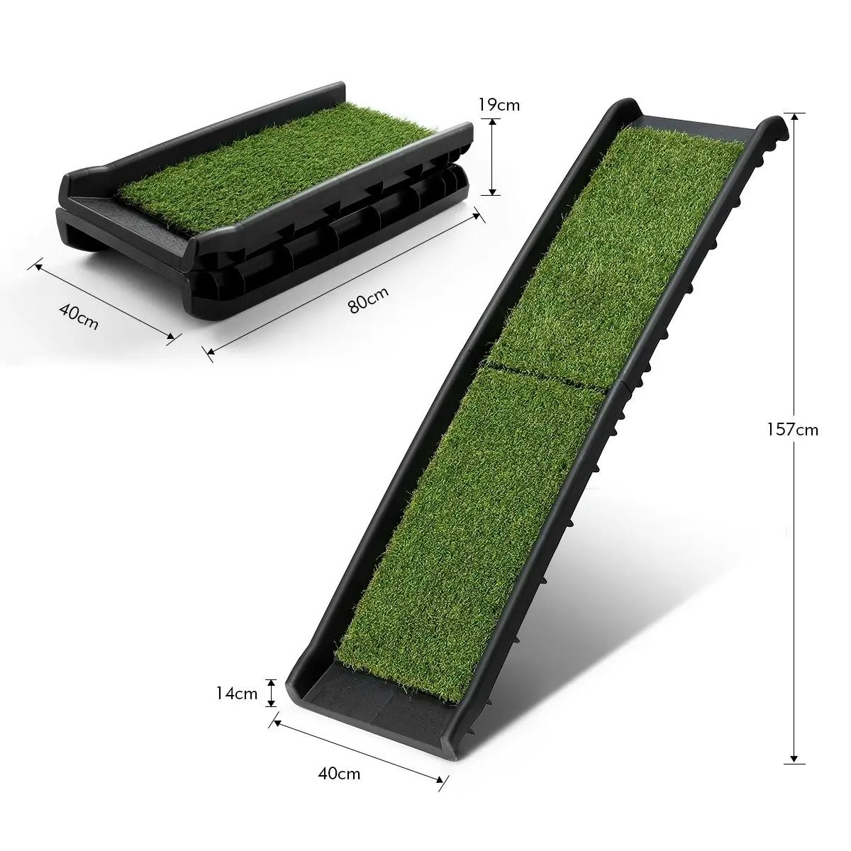 Pet Scene Dog Ramp Car Stairs Puppy Steps Doggy Pet Climbing Ladder Artificial Grass for SUV Folding