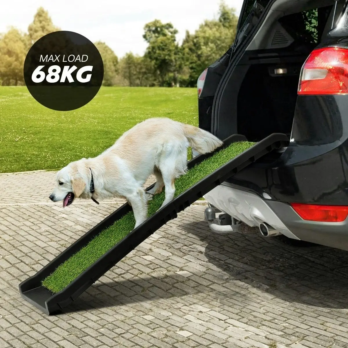 Pet Scene Dog Ramp Car Stairs Puppy Steps Doggy Pet Climbing Ladder Artificial Grass for SUV Folding