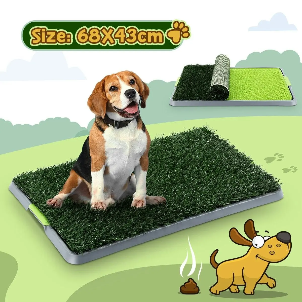 PaWise Pet Dog Grass Toilet Pee Pad Indoor Puppy Potty Training Mat Patch with Removable Tray