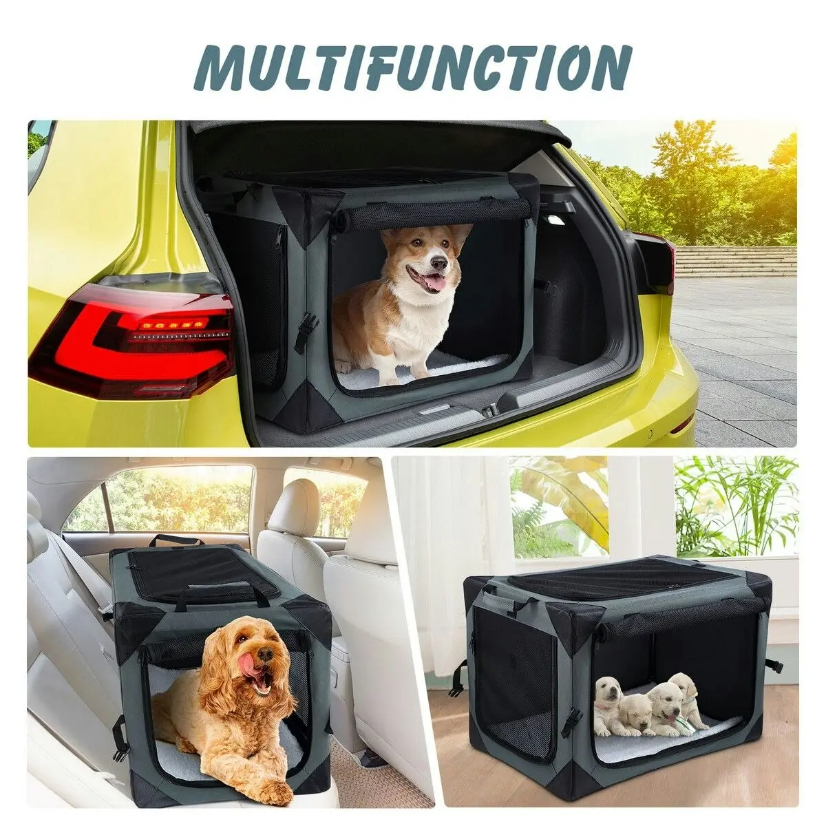 Pet Scene Dog Pet Cat Crate Cage Bird Rabbit Hutch Carrier Puppy Parrot Bunny Indoor Travel Car Outdoor Soft Foldable Medium