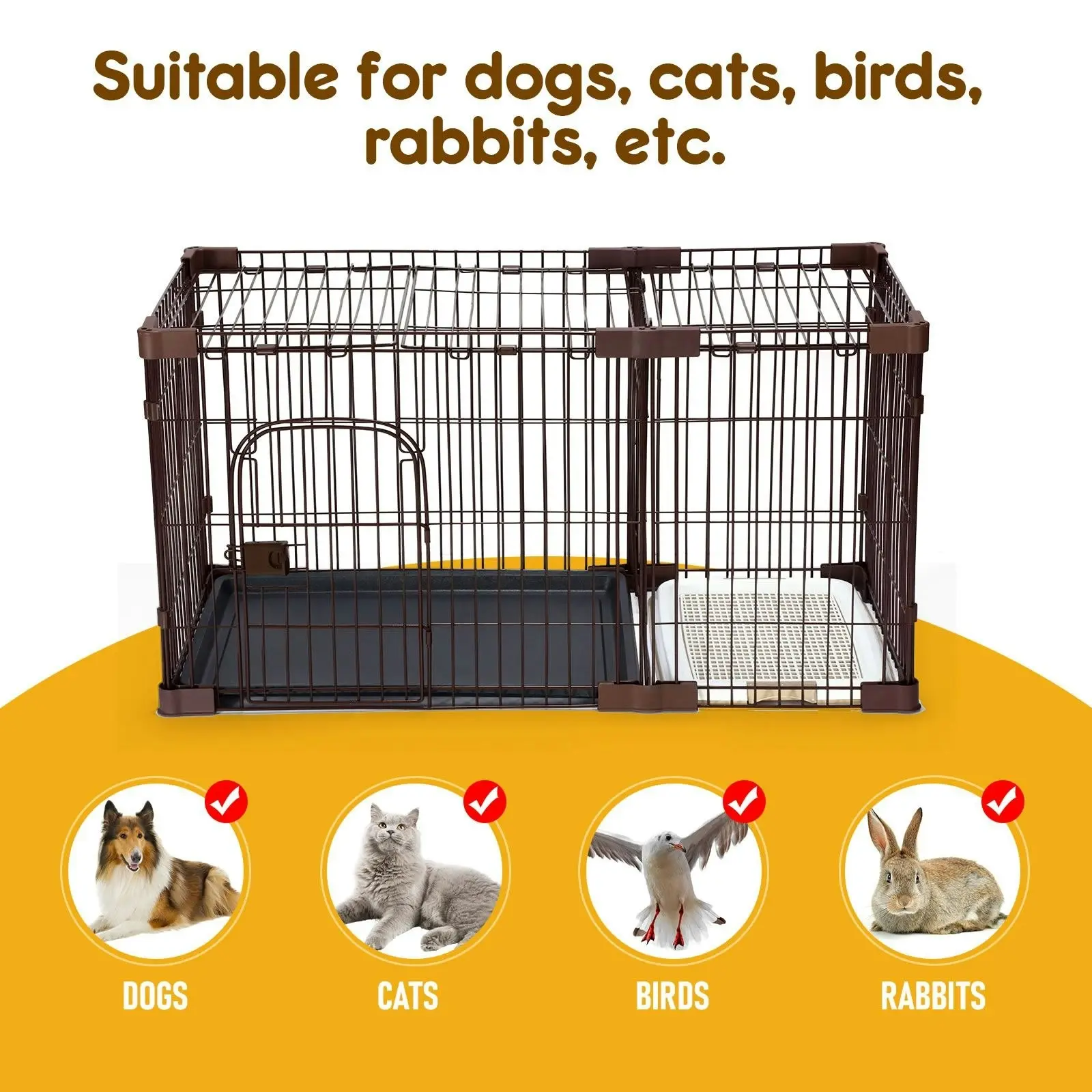 Pet Scene Dog Cage Cat Crate Doggy Kennel Puppy Playpen Enclosure Pet House Home Toilet Tray Wired L