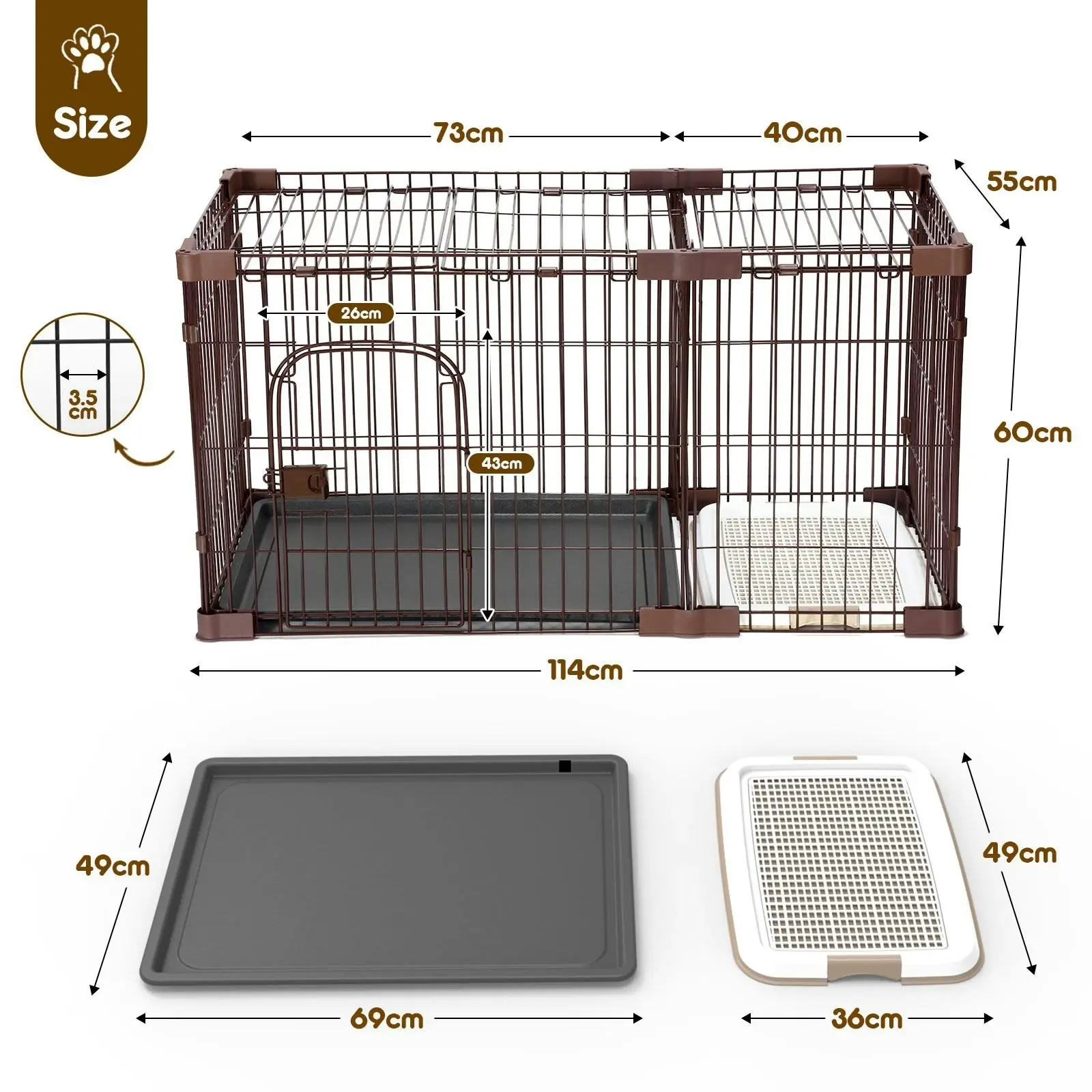 Pet Scene Dog Cage Cat Crate Doggy Kennel Puppy Playpen Enclosure Pet House Home Toilet Tray Wired L