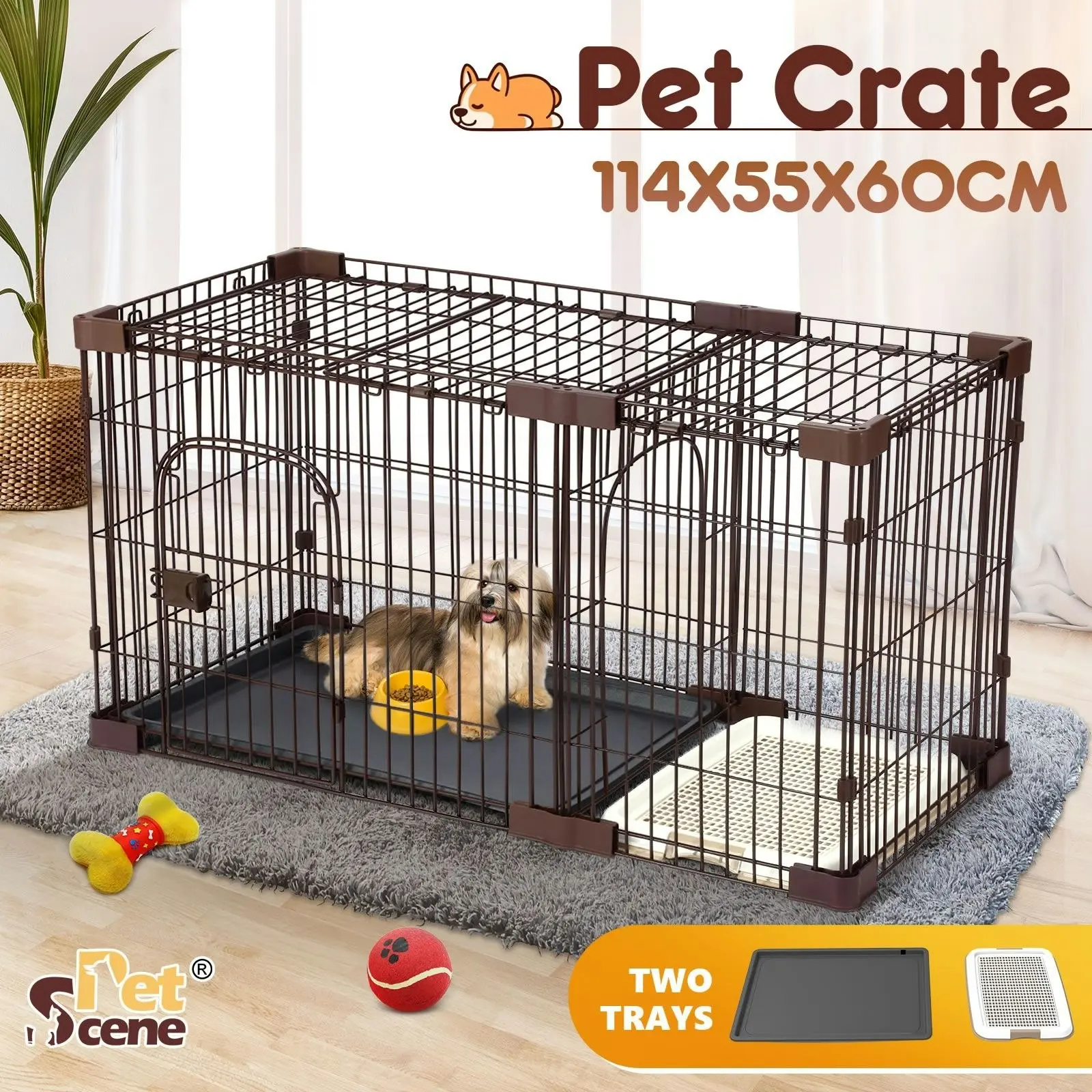 Pet Scene Dog Cage Cat Crate Doggy Kennel Puppy Playpen Enclosure Pet House Home Toilet Tray Wired L