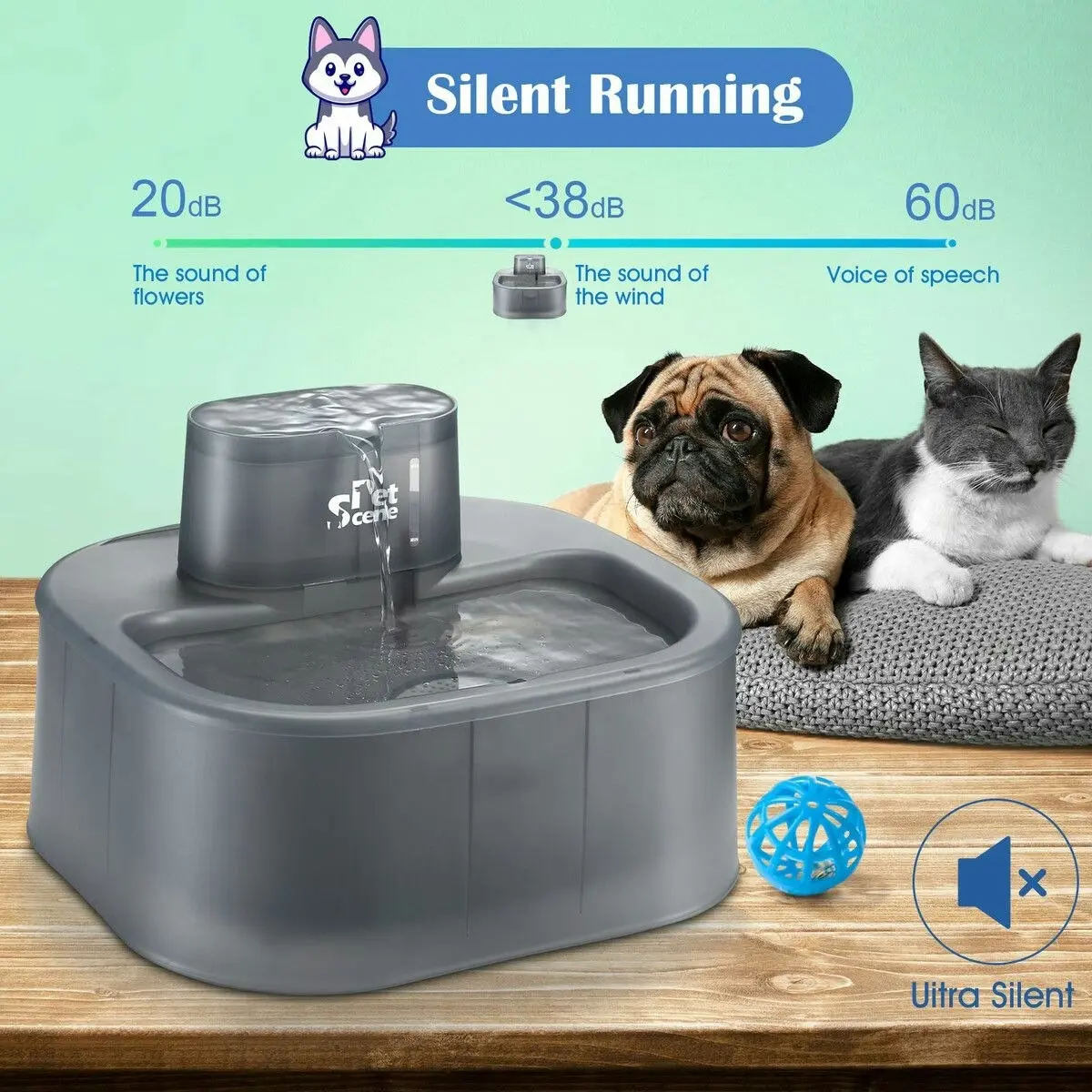 Pet Scene 6L Automatic Pet Fountain Dog Water Dispenser Cat Drinking Feeder Bowl with Replacement Faucet Kit