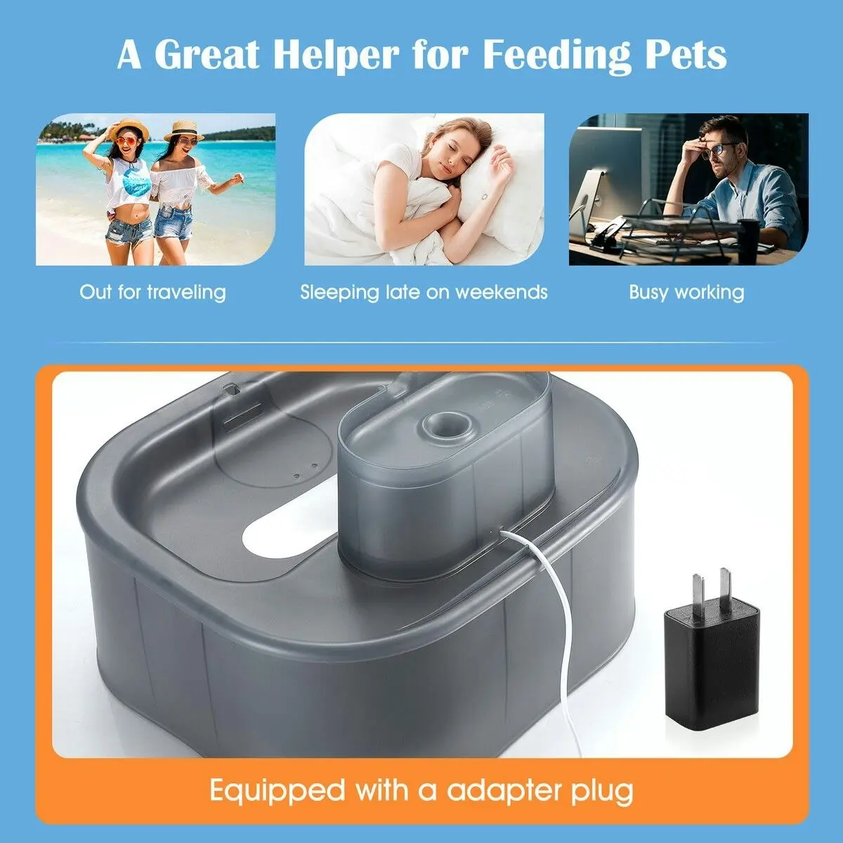 Pet Scene 6L Automatic Pet Fountain Dog Water Dispenser Cat Drinking Feeder Bowl with Replacement Faucet Kit