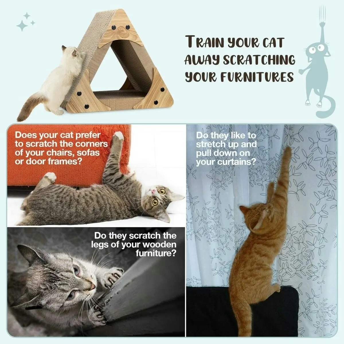 Pet Scene Triangle Cat Scratcher Bed Cave House Tunnel Cardboard Lounge Scratching Toy