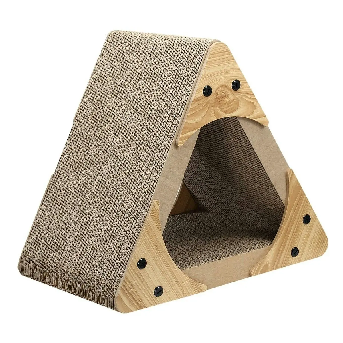 Pet Scene Triangle Cat Scratcher Bed Cave House Tunnel Cardboard Lounge Scratching Toy