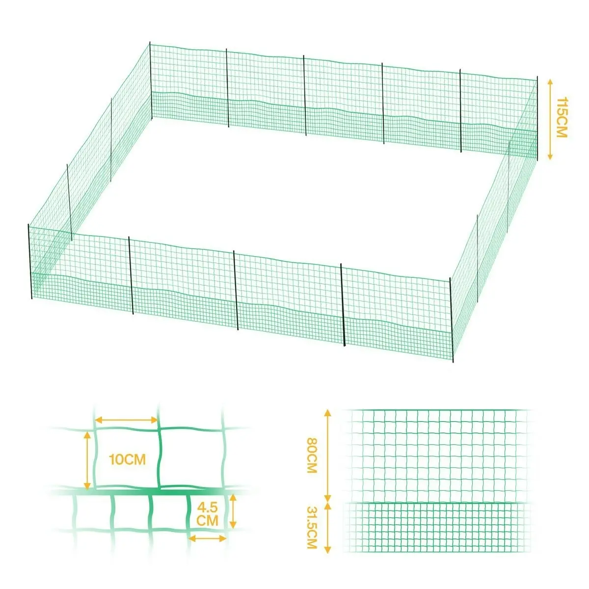 Pet Scene Chicken Fence Hen Poultry Coop Farm Runs Mesh Cage Net Habitat Safe House Turkey Breeding Pen 1.15m x 50m