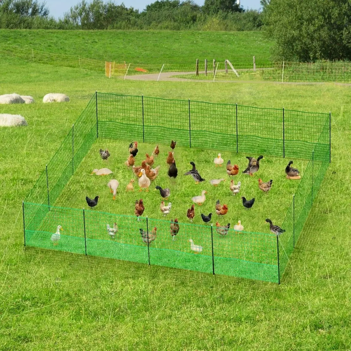 Pet Scene Chicken Fence Hen Poultry Coop Farm Runs Mesh Cage Net Habitat Safe House Turkey Breeding Pen 1.15m x 50m