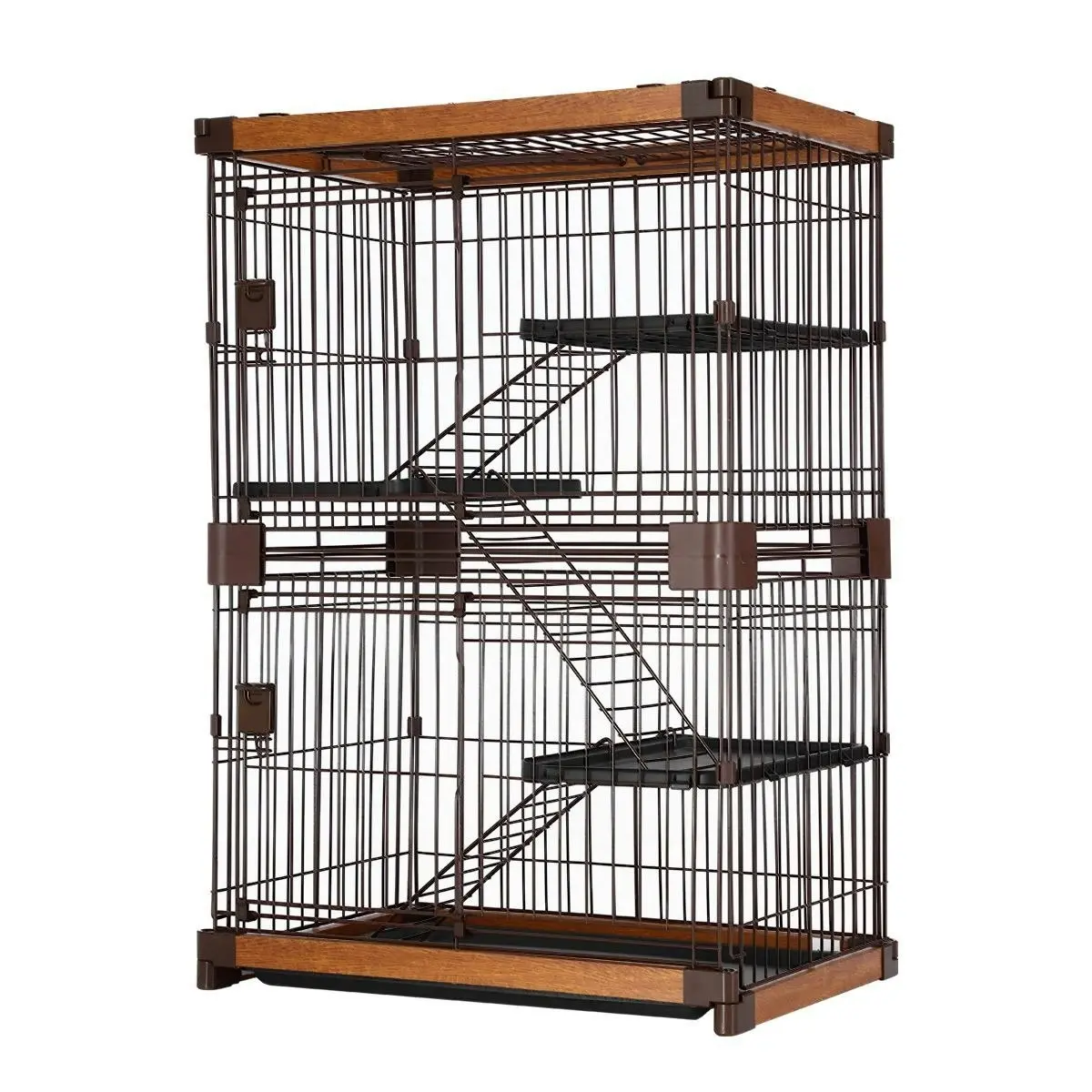 Pet Scene Large Cat Cage Rabbit Hutch Bunny Crate Ferret Kennel House Pet Enclosure Home WPC Frame Wired 3 Tiers