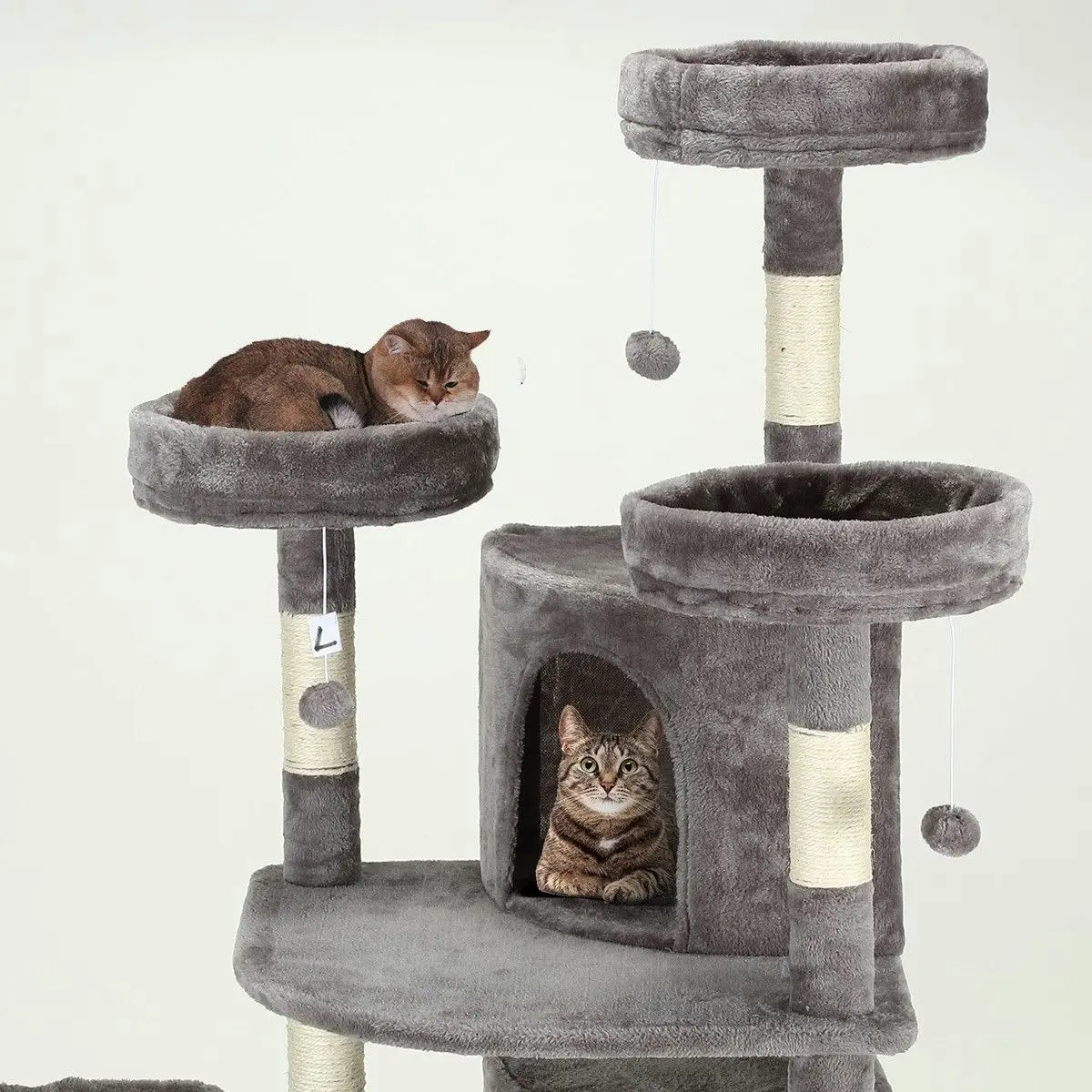 Pet Scene Cat Scratching Post Climbing Pole Tower Tree Playhouse Center w/ Scratcher Condo House Ladder Toys 163cm Tall 5 Levels