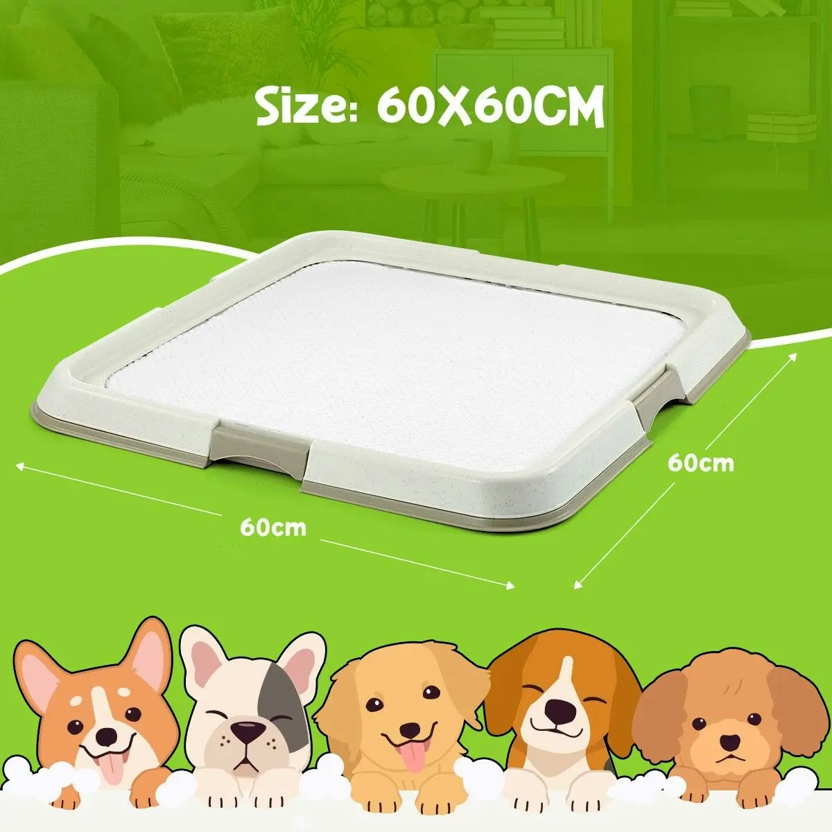 PaWise Pet Dog Pee Pad Holder Indoor Puppy Potty Training Tray Portable Trainer 60x60cm