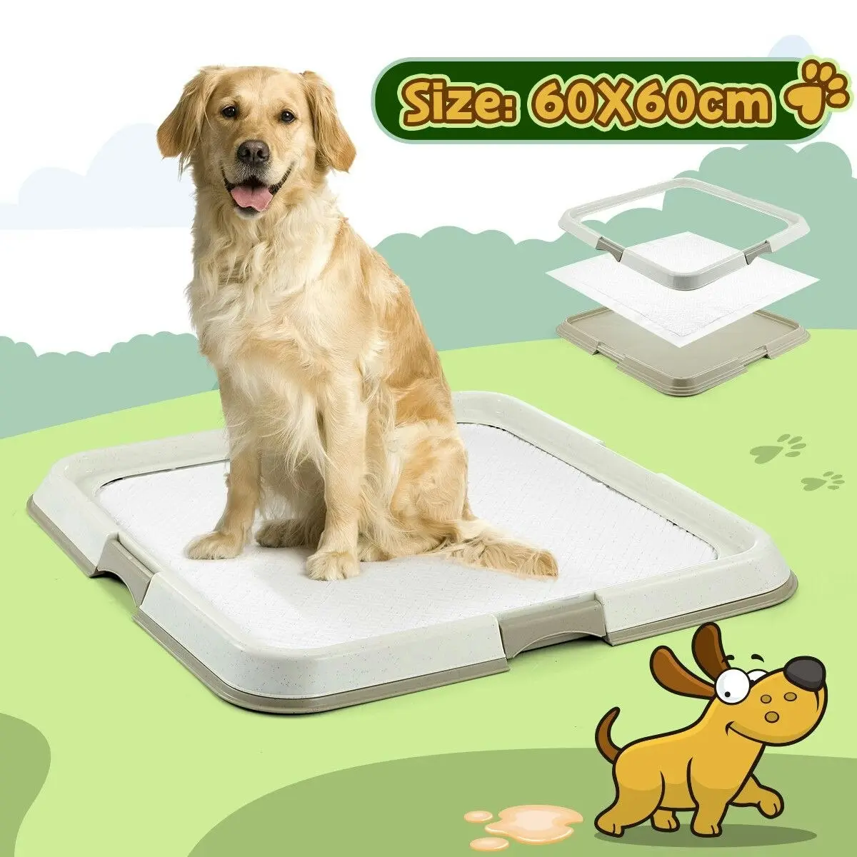 PaWise Pet Dog Pee Pad Holder Indoor Puppy Potty Training Tray Portable Trainer 60x60cm