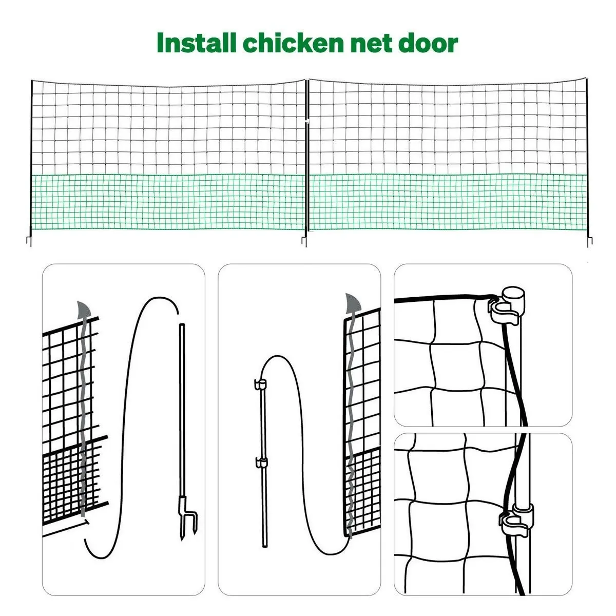 Pet Scene Chicken Coop Run Pen Cage Hen Chook House Fence Enclosure Poultry Mesh Net Hutch Habitat Netting Yard Farm Fencing 2100x125CM