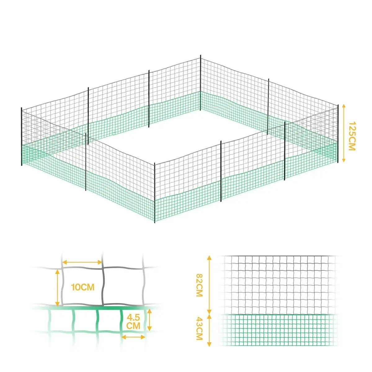 Pet Scene Chicken Coop Run Pen Cage Hen Chook House Fence Enclosure Poultry Mesh Net Hutch Habitat Netting Yard Farm Fencing 2100x125CM