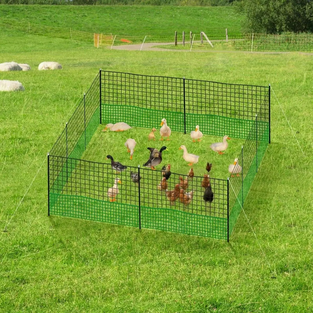 Pet Scene Chicken Coop Run Pen Cage Hen Chook House Fence Enclosure Poultry Mesh Net Hutch Habitat Netting Yard Farm Fencing 2100x125CM