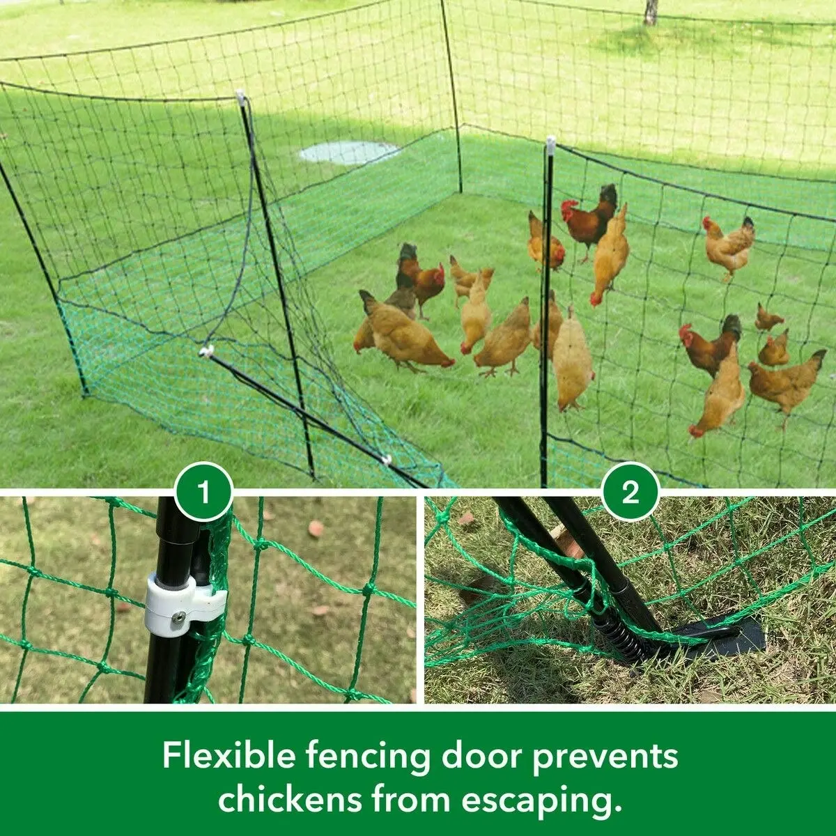 Pet Scene Chicken Coop Run Pen Cage Hen Chook House Fence Enclosure Poultry Mesh Net Hutch Habitat Netting Yard Farm Fencing 2100x125CM