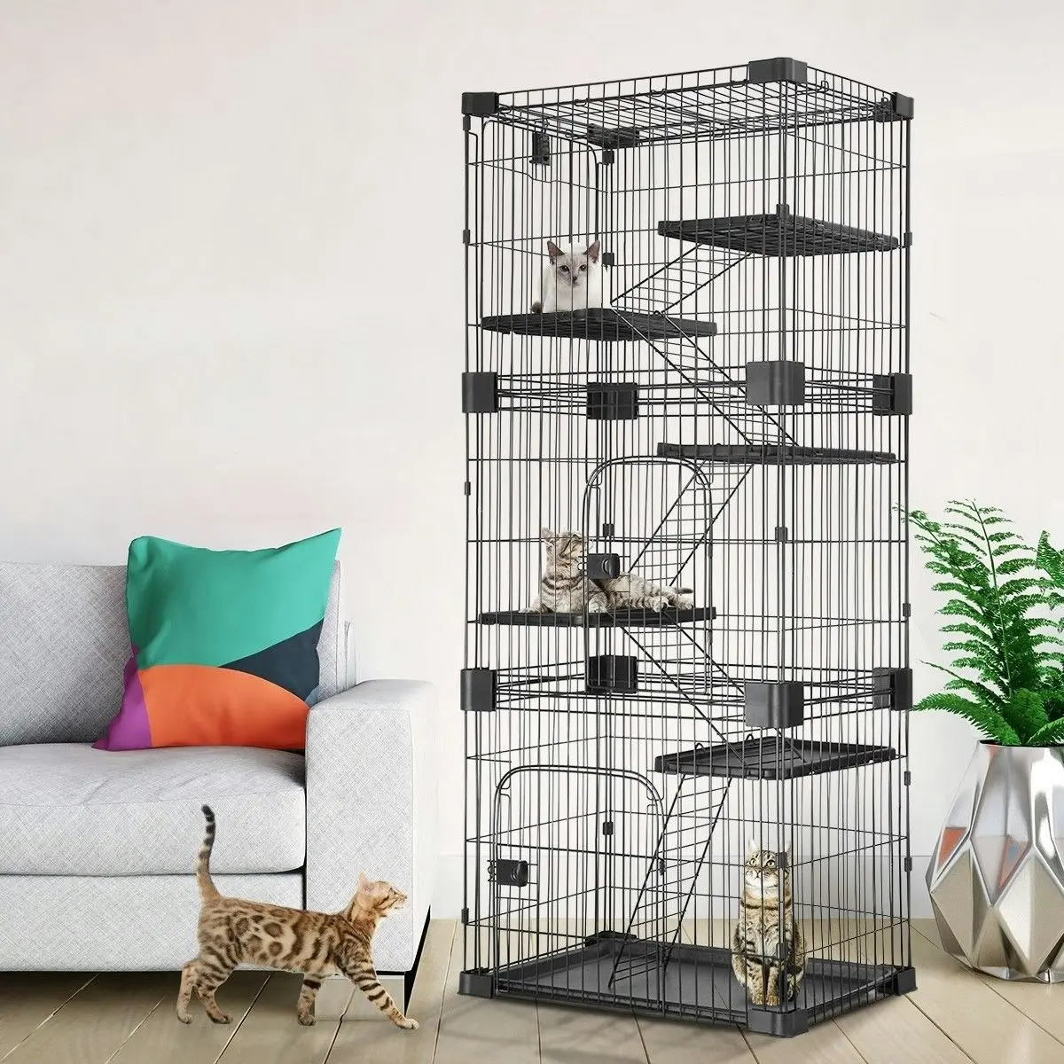 Pet Scene Large Cat Cage House Pet Crate Rabbit Bunny Hutch Ferret Kennel Playpen Home Wired 5 Tiers