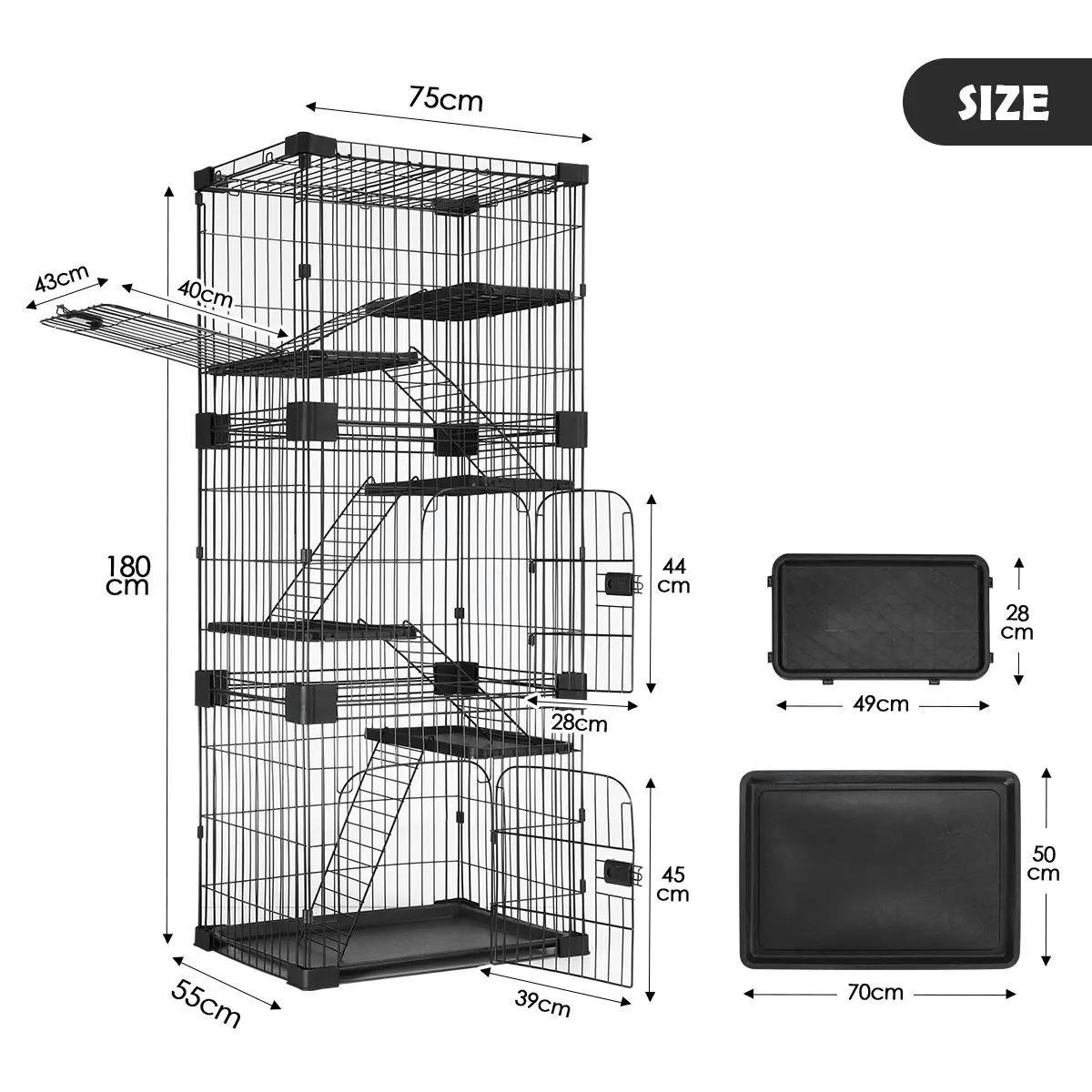 Pet Scene Large Cat Cage House Pet Crate Rabbit Bunny Hutch Ferret Kennel Playpen Home Wired 5 Tiers