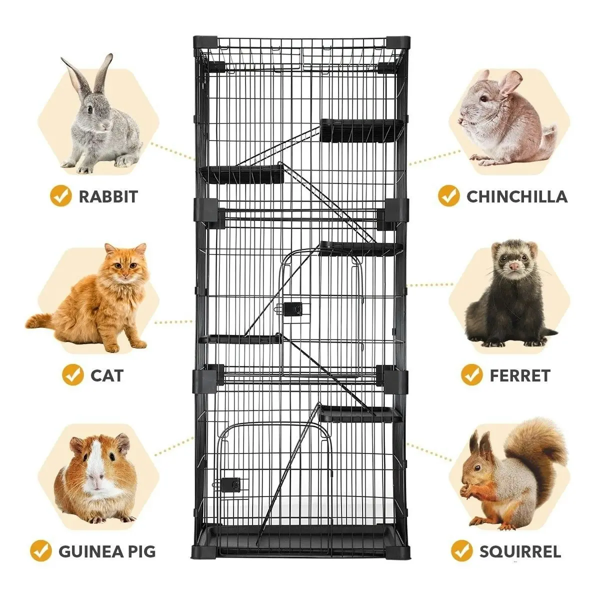 Pet Scene Large Cat Cage House Pet Crate Rabbit Bunny Hutch Ferret Kennel Playpen Home Wired 5 Tiers