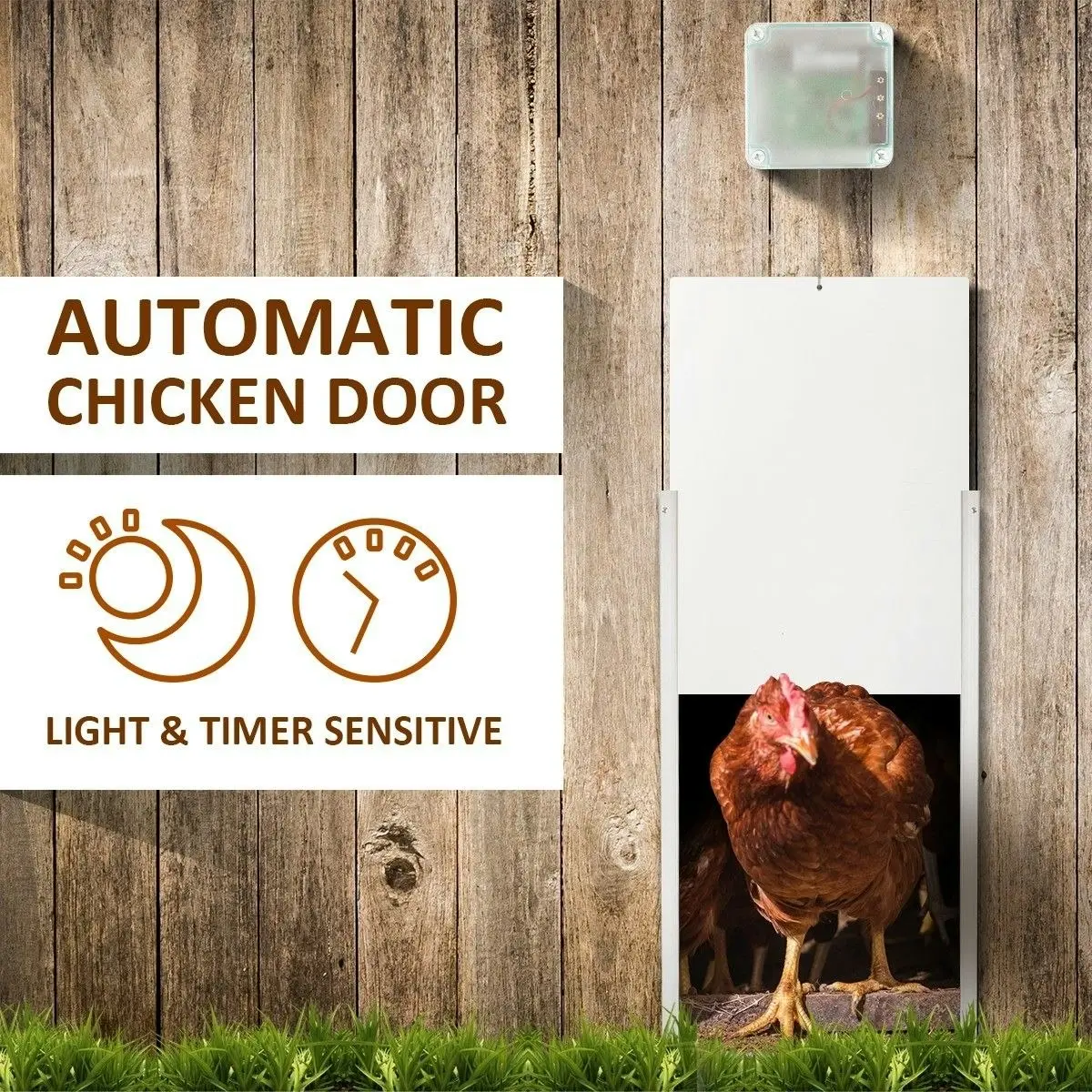 Ausway Automatic Chicken Door Coop Chicken Cage With Timer & Light Sensor