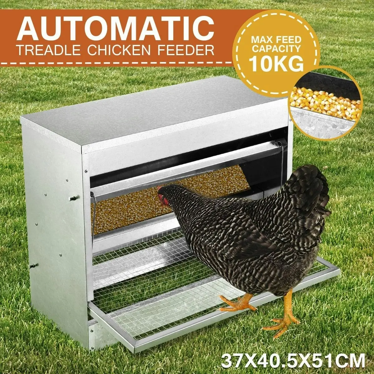 Ausway Automatic Galvanized Chicken Feeder 10kg