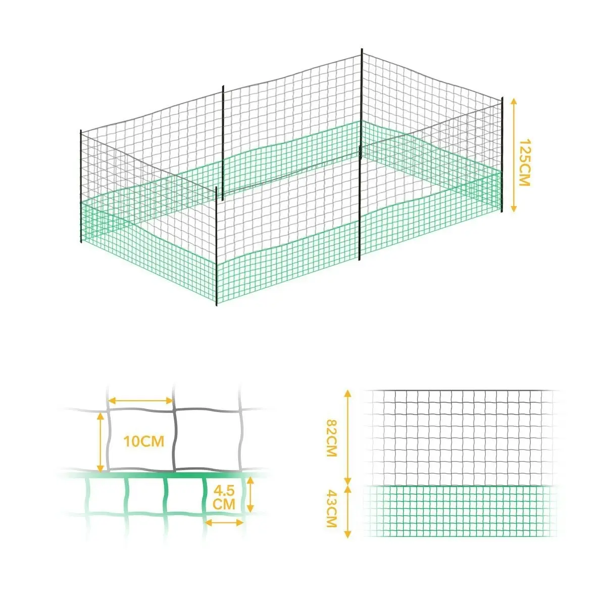 Pet Scene Chicken Run Coop Cage Hen House Chook Pen Fence Enclosure Mesh Net Hutch Habitat Poultry Netting Yard Farm Fencing 1200X125CM