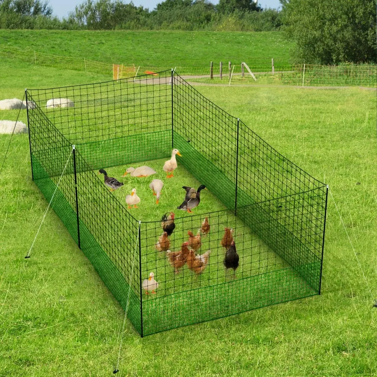 Pet Scene Chicken Run Coop Cage Hen House Chook Pen Fence Enclosure Mesh Net Hutch Habitat Poultry Netting Yard Farm Fencing 1200X125CM