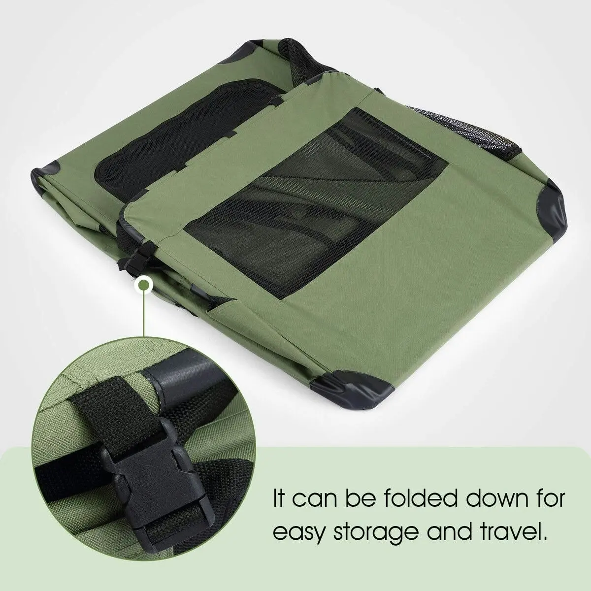 Pet Scene Soft Dog Crate Kennel Pet Cage Cat Travel Carry Bag Extra Large Puppy Carrier Foldable Portable Green 3XL