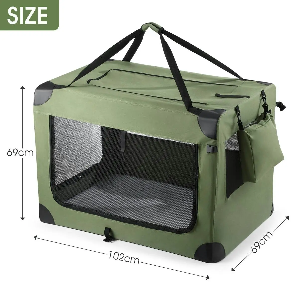 Pet Scene Soft Dog Crate Kennel Pet Cage Cat Travel Carry Bag Extra Large Puppy Carrier Foldable Portable Green 3XL