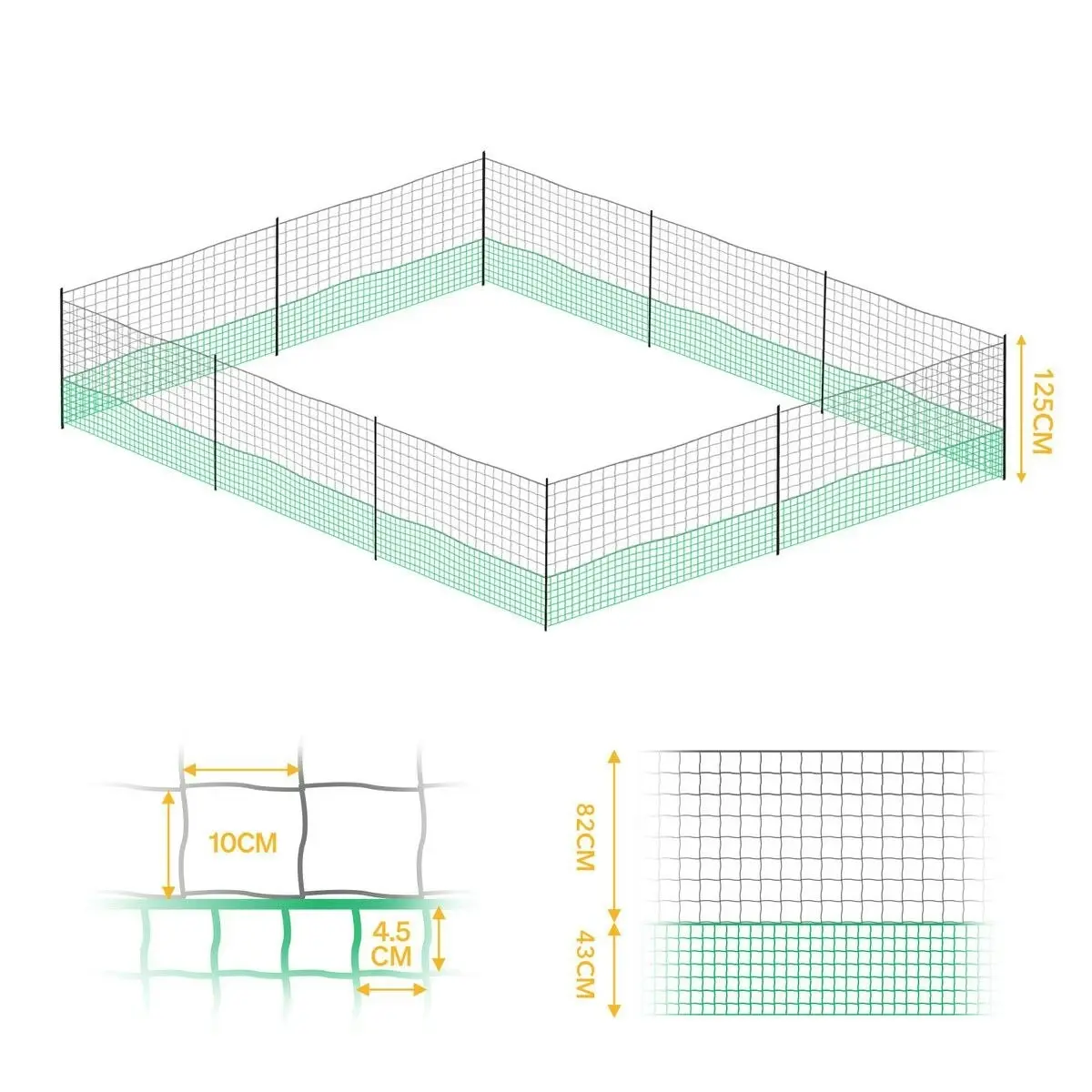 Pet Scene Chicken Coop Cage Pen Run Hen House Chook Fence Poultry Enclosure Mesh Net Hutch Habitat Netting Yard Farm Fencing 3000x125CM