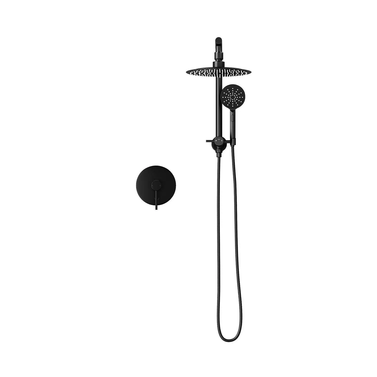 Welba 250mm Rain Shower Head Set With Mixer Round 3-Mode Handheld Shower Black