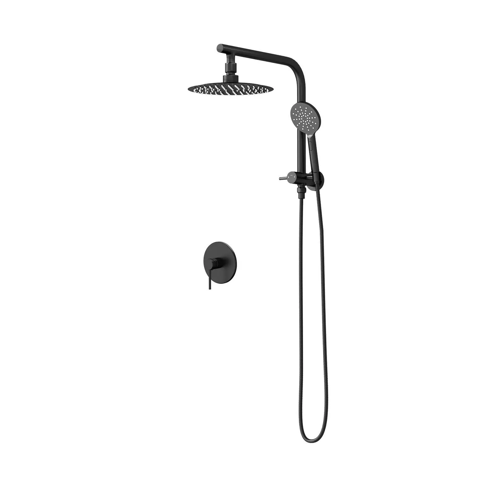 Welba 250mm Rain Shower Head Set With Mixer Round 3-Mode Handheld Shower Black