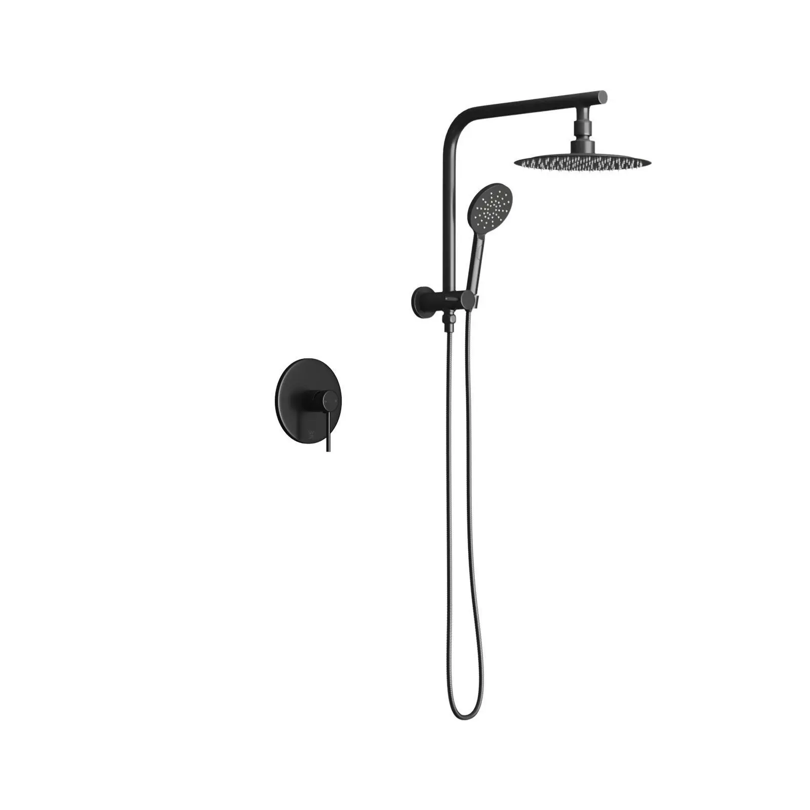 Welba 250mm Rain Shower Head Set With Mixer Round 3-Mode Handheld Shower Black