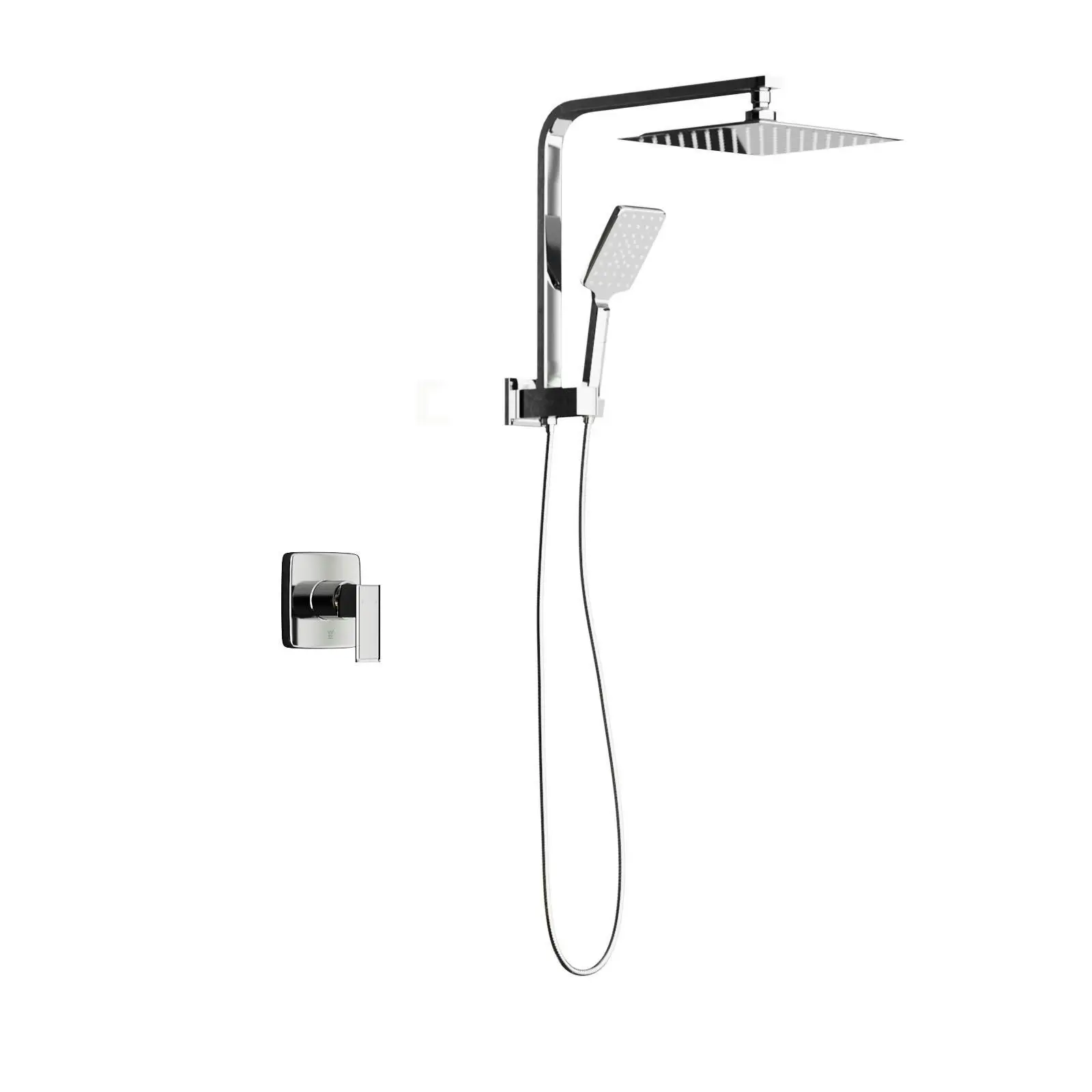 Welba 250mm Rain Shower Head Set With Mixer Square 3-Mode Handheld Shower Chrome