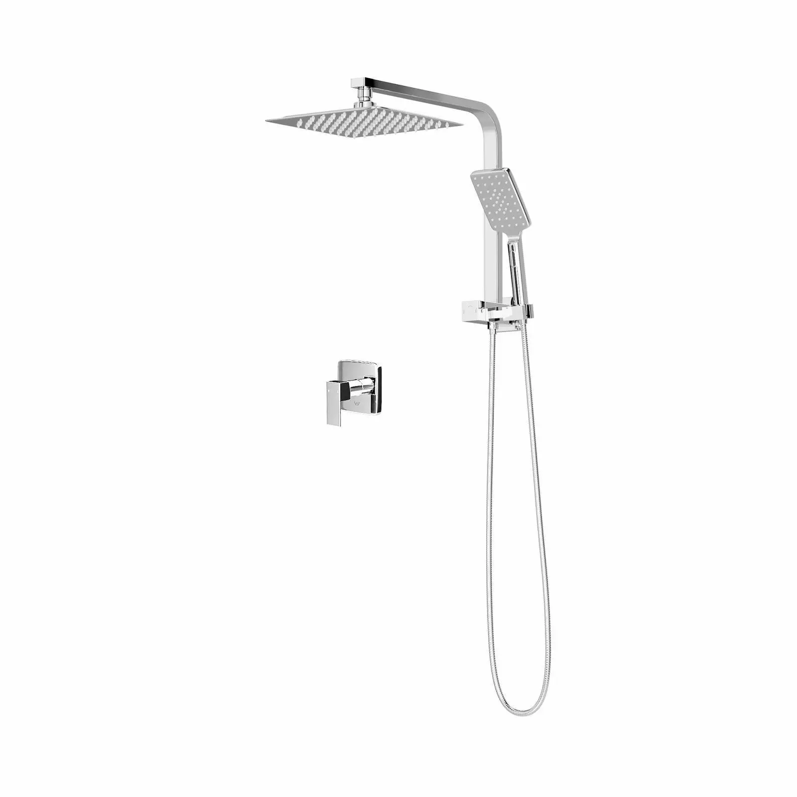 Welba 250mm Rain Shower Head Set With Mixer Square 3-Mode Handheld Shower Chrome