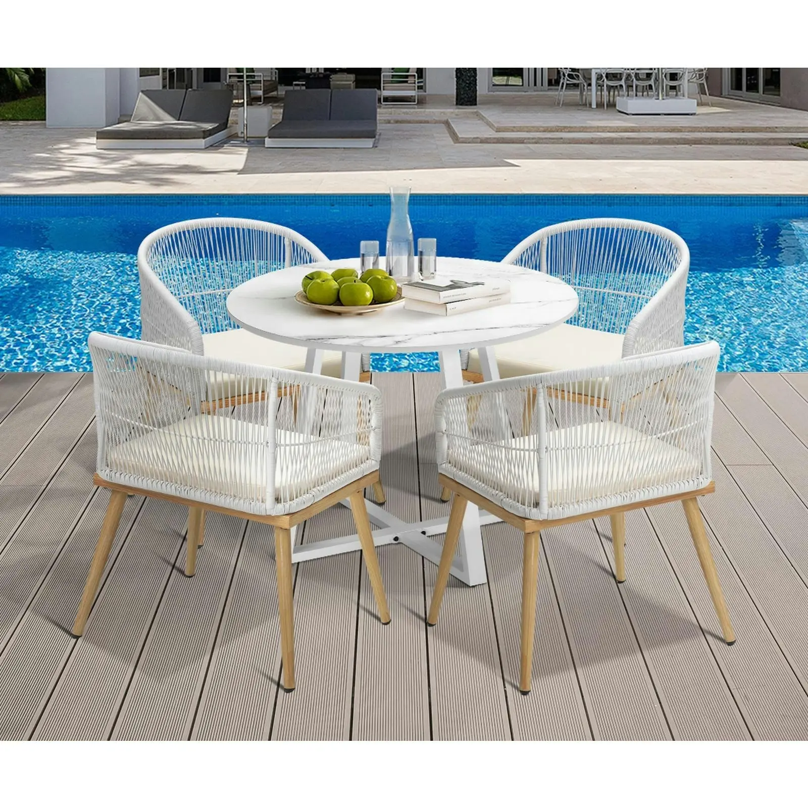 Livsip 5PCS Outdoor Dining Setting Table and Chairs Patio Furniture Bistro Set