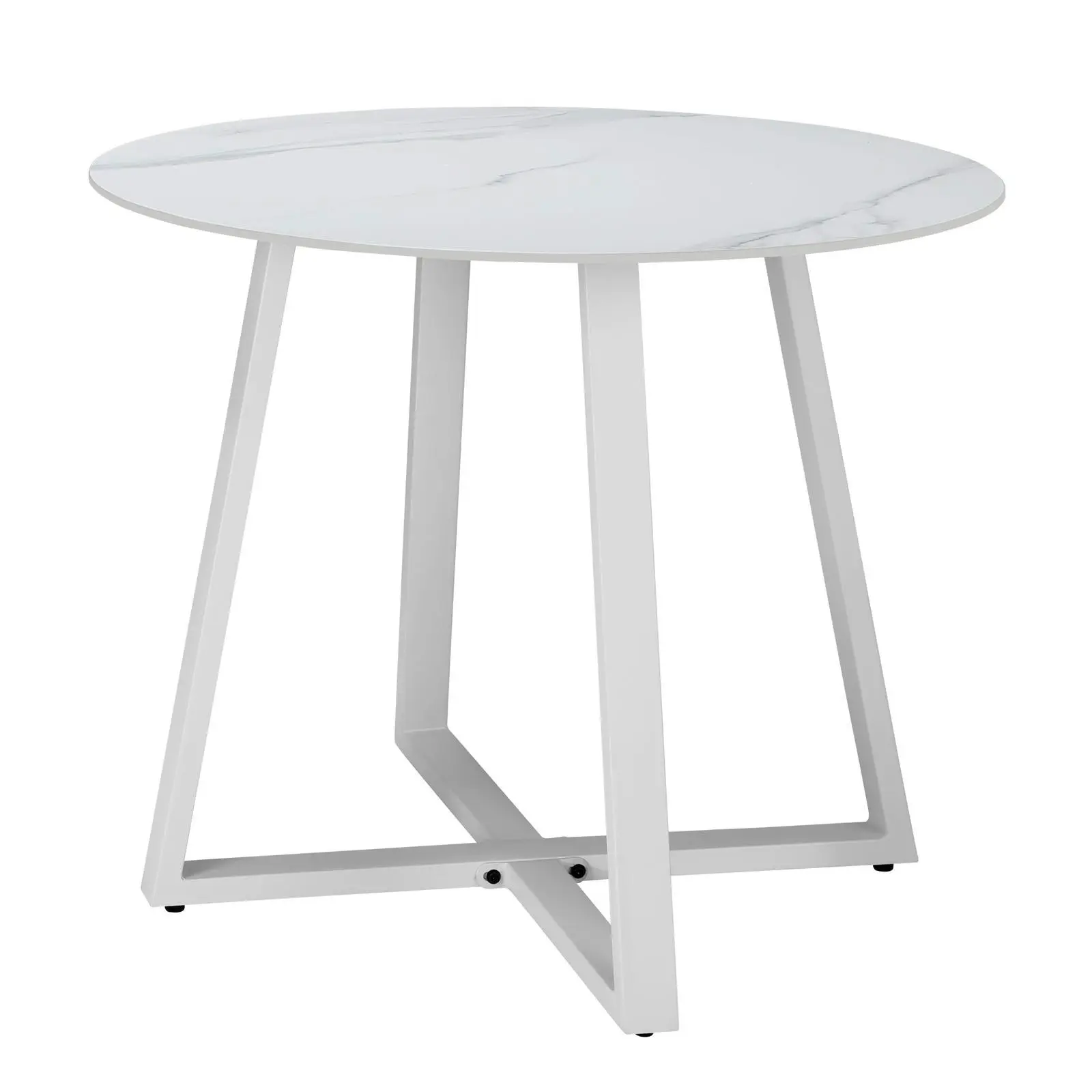 Livsip 90cm Outdoor Dining Sintered Stone Table Patio Furniture Bistro Set White