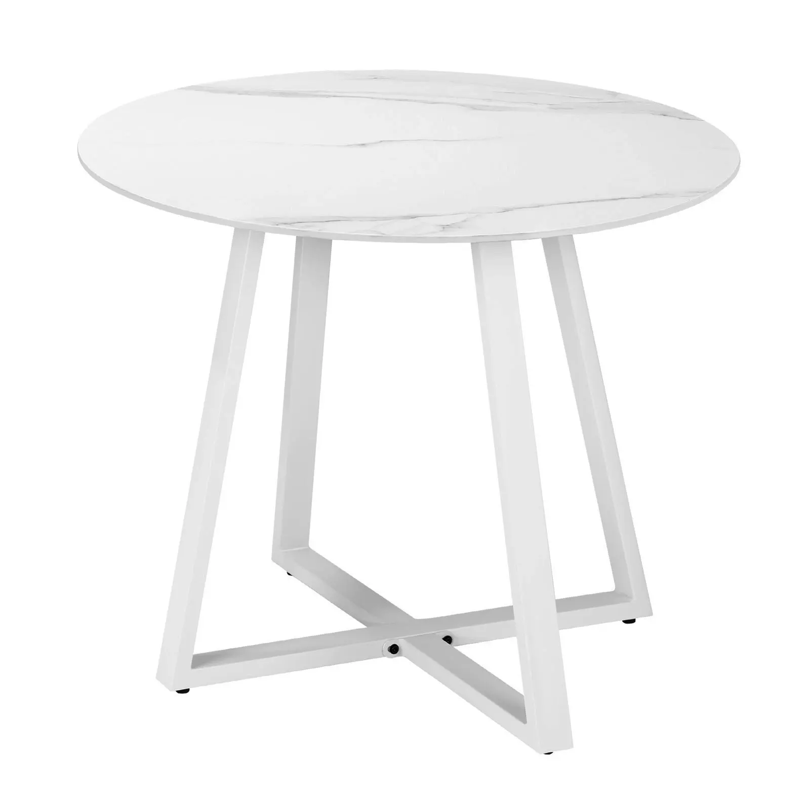 Livsip 90cm Outdoor Dining Sintered Stone Table Patio Furniture Bistro Set White