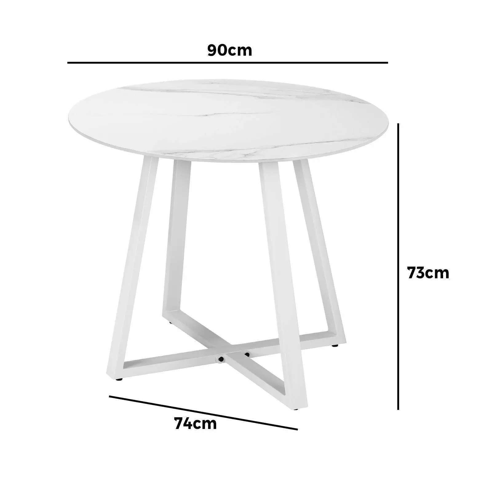 Livsip 90cm Outdoor Dining Sintered Stone Table Patio Furniture Bistro Set White