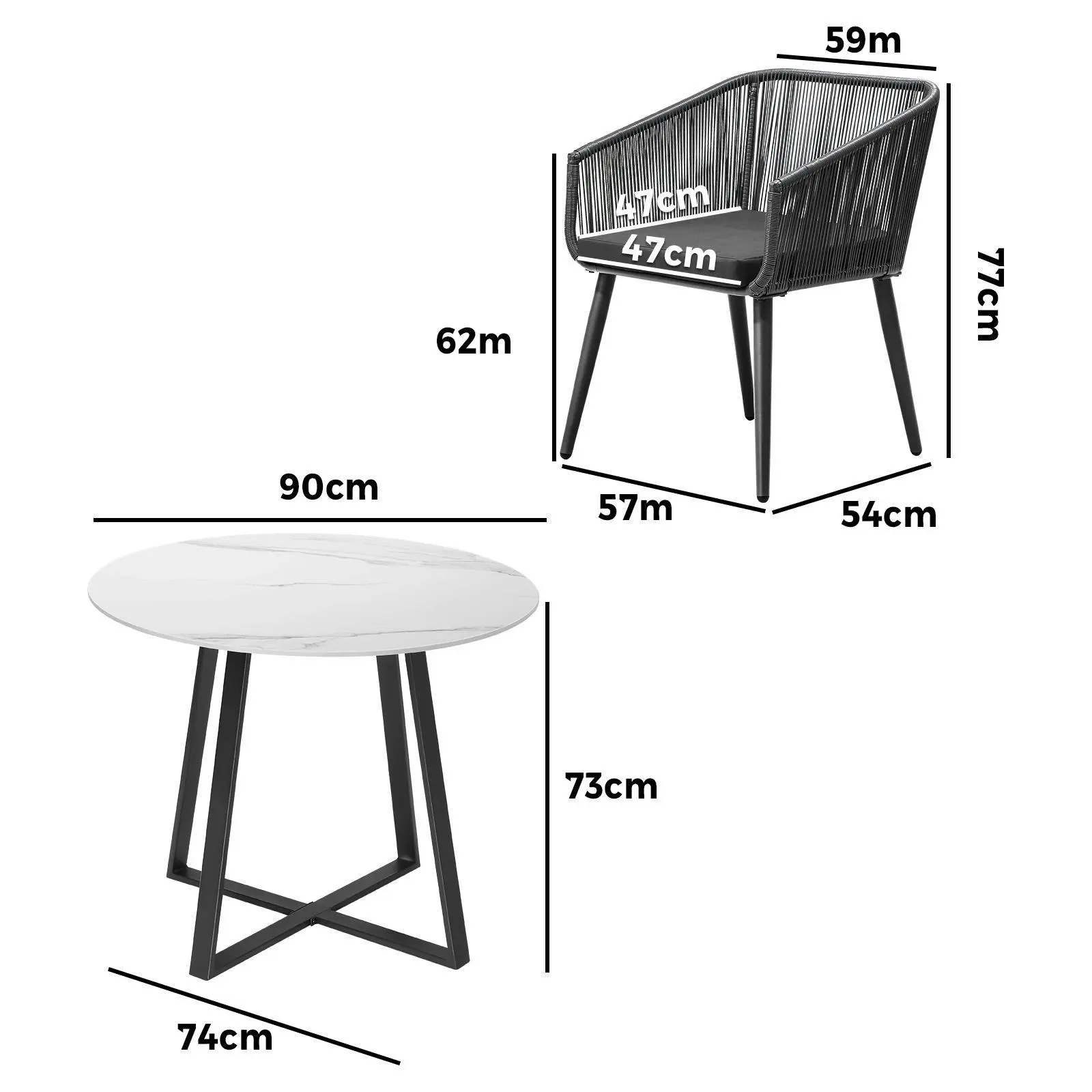 Livsip 5x Outdoor Dining Setting Sintered Stone Table Patio Furniture Bistro Set