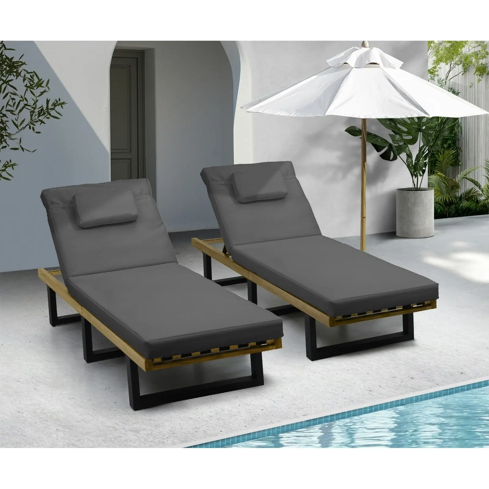 Livsip 2X Sun Lounger Day Bed Outdoor Setting Patio Furniture