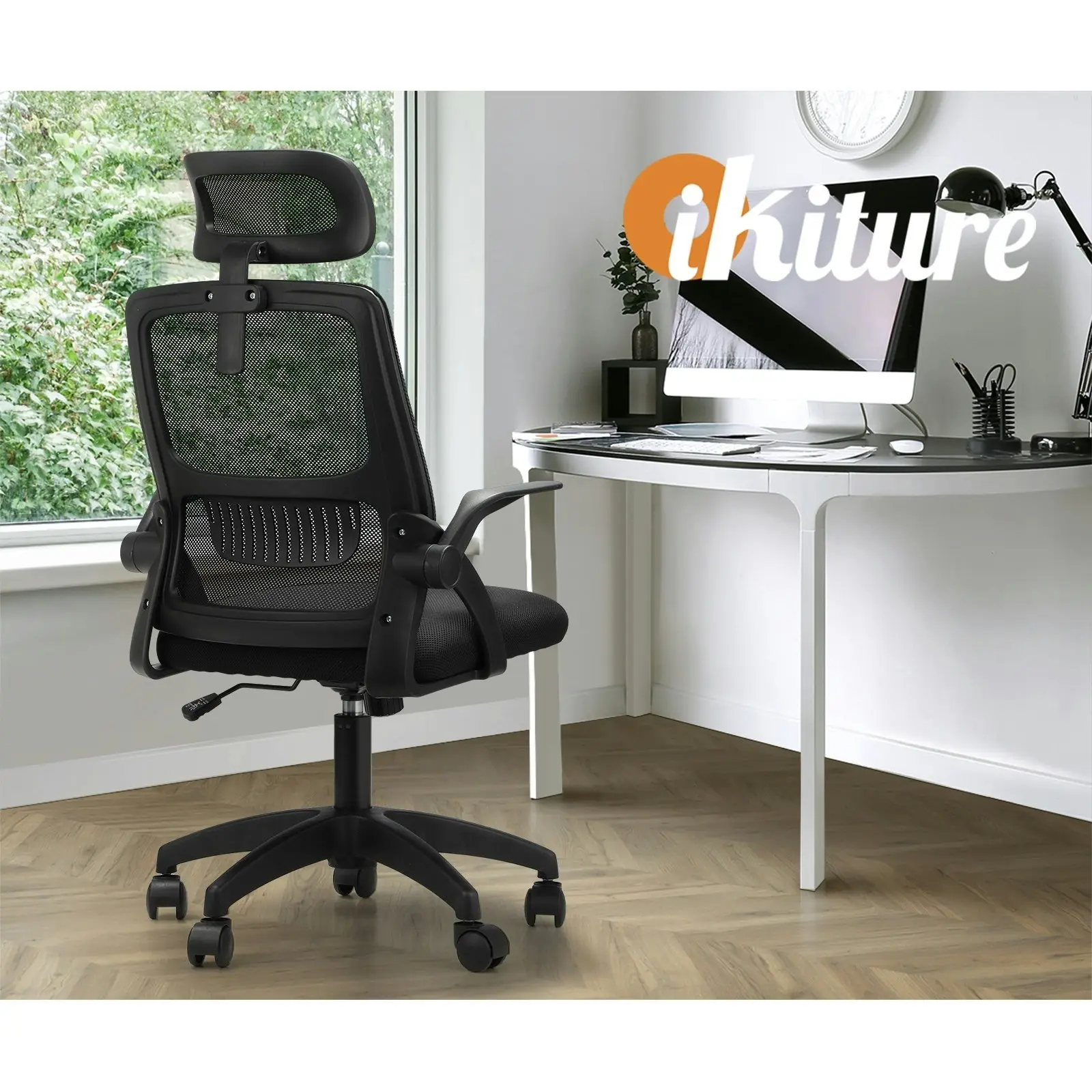 Oikiture Mesh Office Chair Executive Fabric Gaming Seat Racing Computer Black1