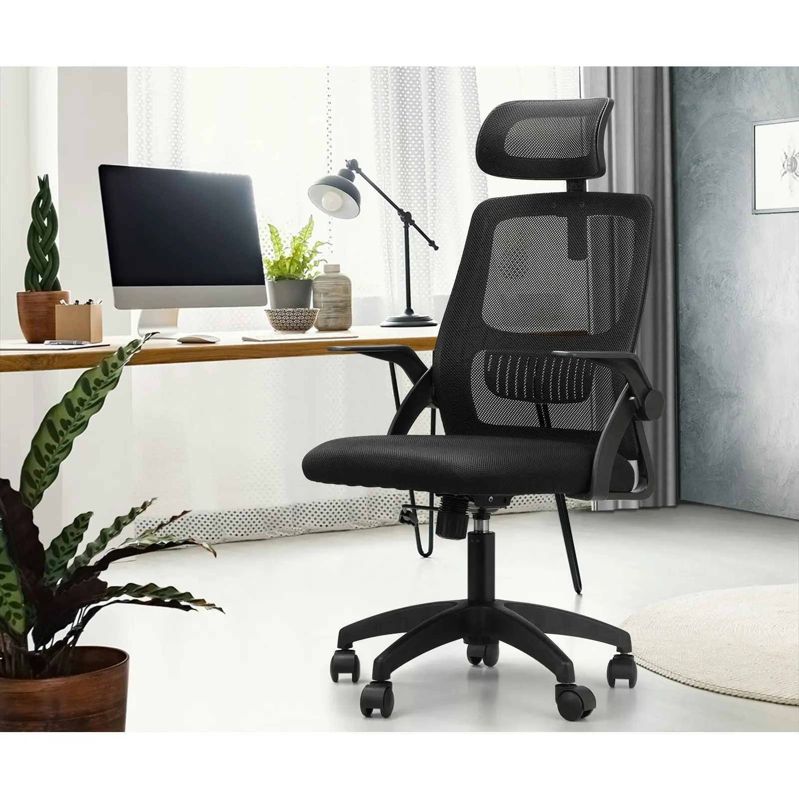 Oikiture Mesh Office Chair Executive Fabric Gaming Seat Racing Computer Black1