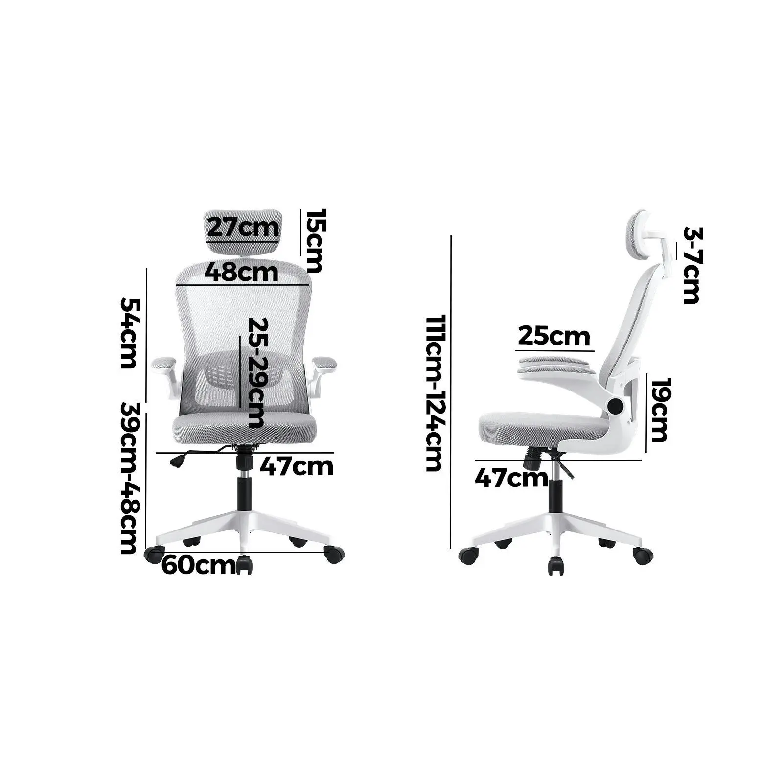 Oikiture Mesh Office Chair Executive Fabric Gaming Seat Racing Computer 1 White