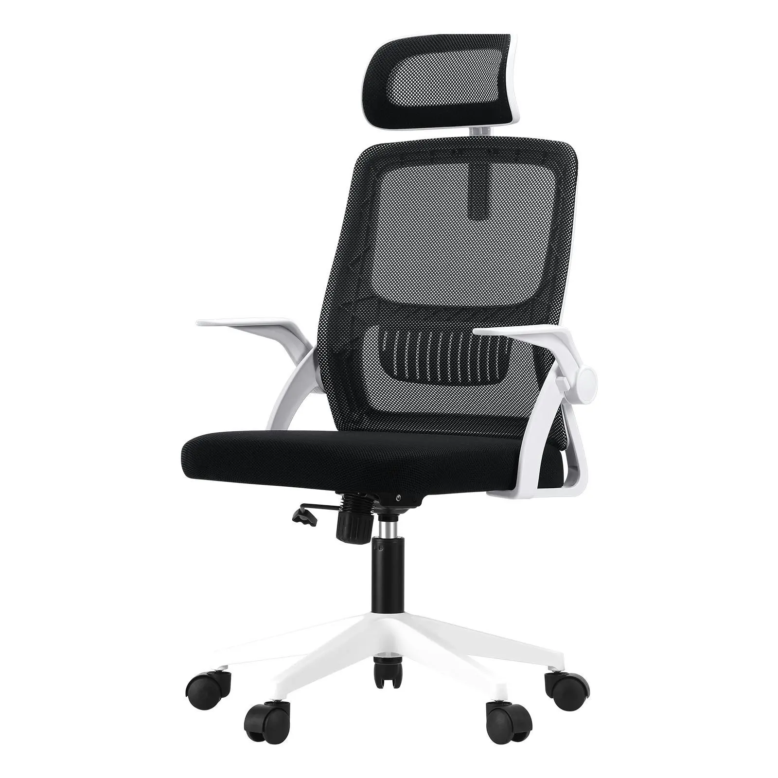 Oikiture Mesh Office Chair Executive Fabric Gaming Seat Racing Computer 1 White&Black