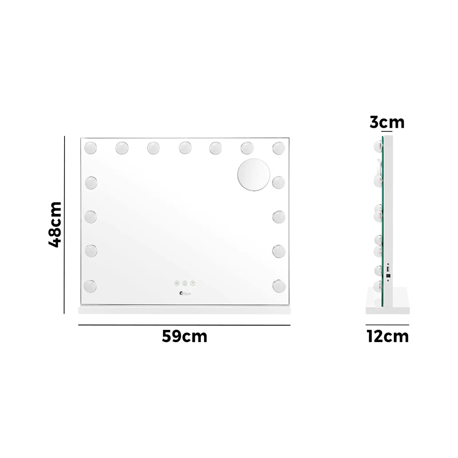 Oikiture 59x48cm Hollywood Makeup Mirrors Magnifying LED Light Standing Wall Mounted